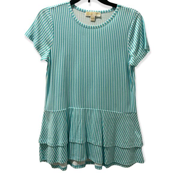 MICHAEL KORS Blue and White Striped Top Size S - Picture 1 of 6